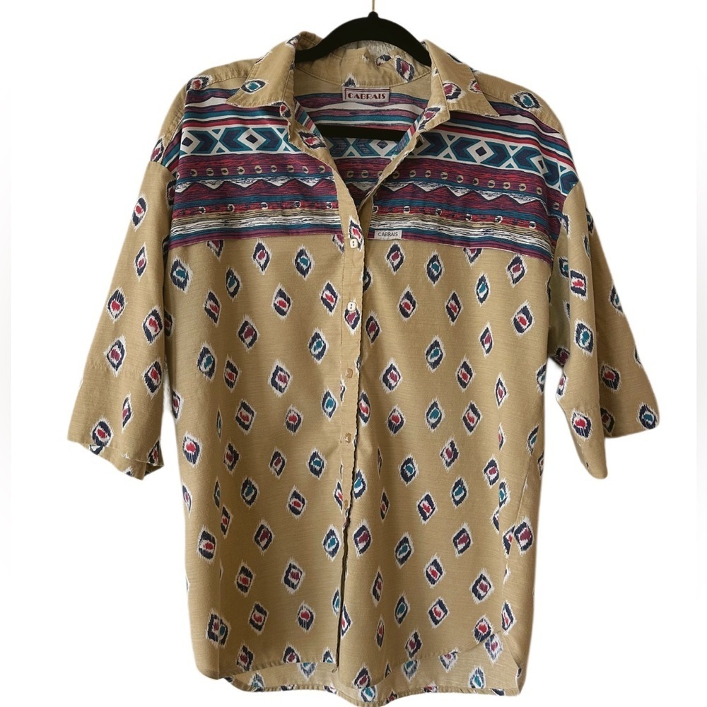 Geometric Patterned Button-Up Shirt